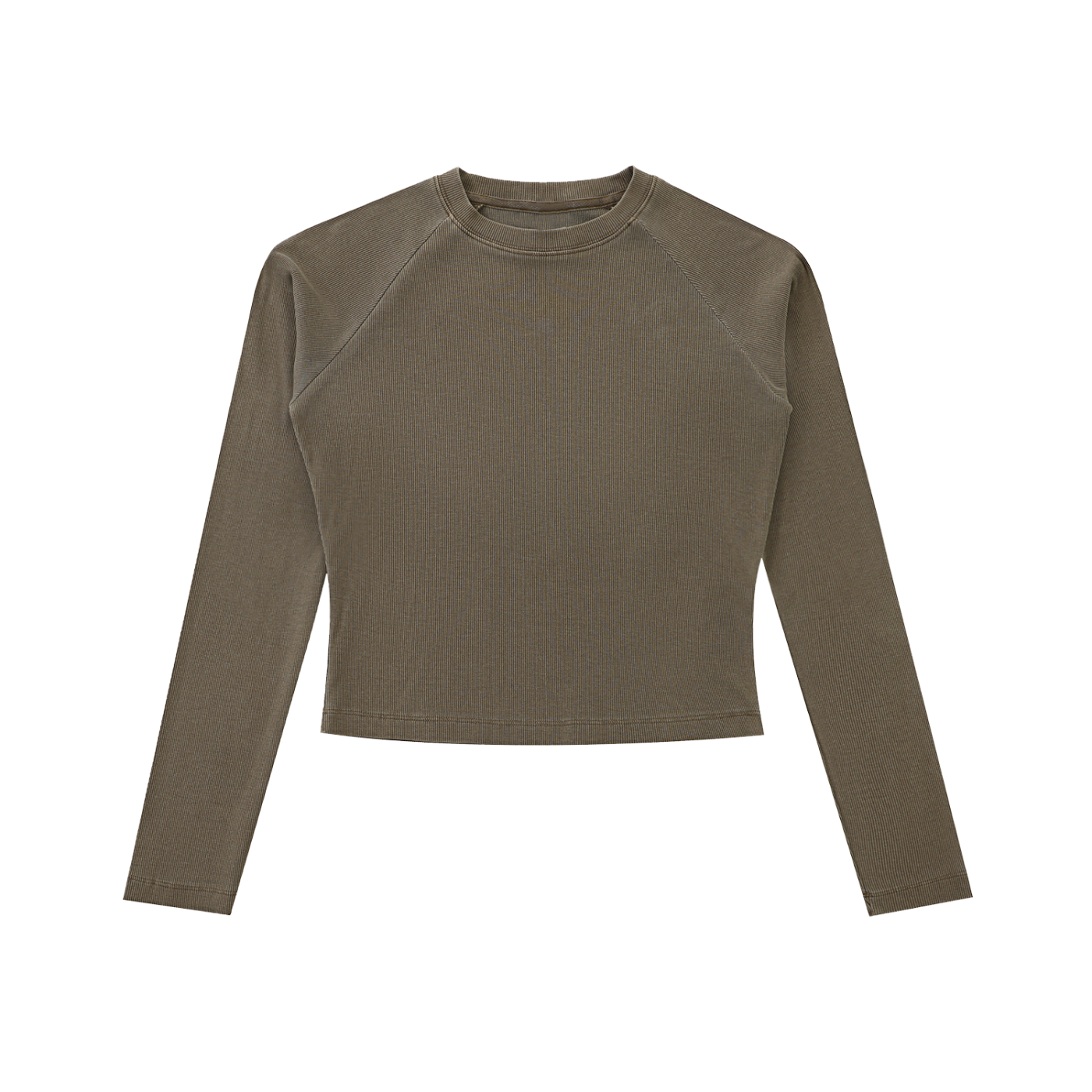 Dyed Washed Raglan Long Sleeve Slim T-Shirt