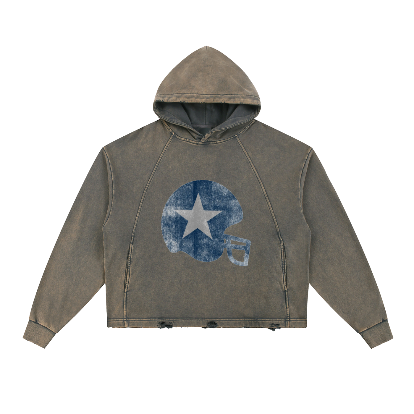 Vintage Washed Frayed-Hem Hoodie