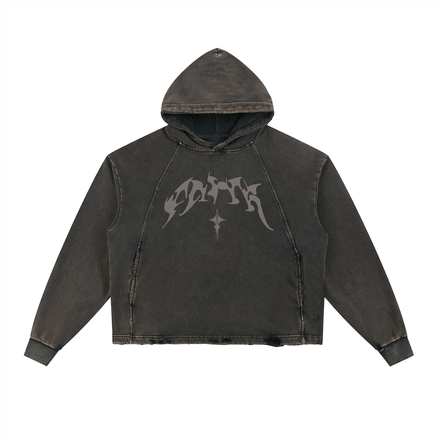 Faith Vintage Washed Frayed-Hem Hoodie