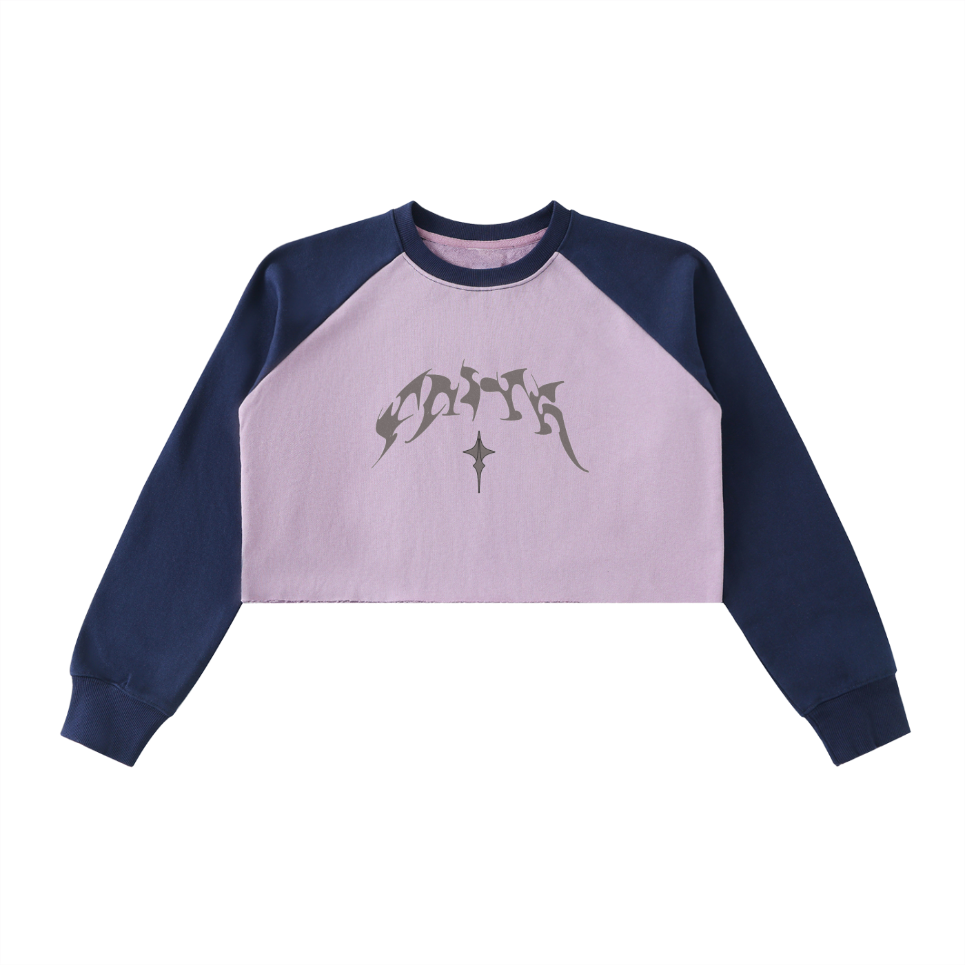 Raw-Hem Color-Block Raglan Crop Sweatshirt