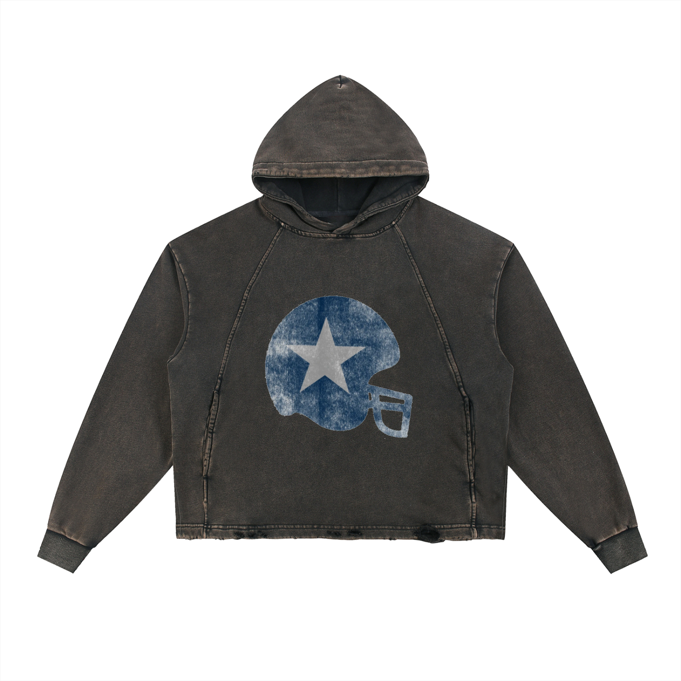 Vintage Washed Frayed-Hem Hoodie
