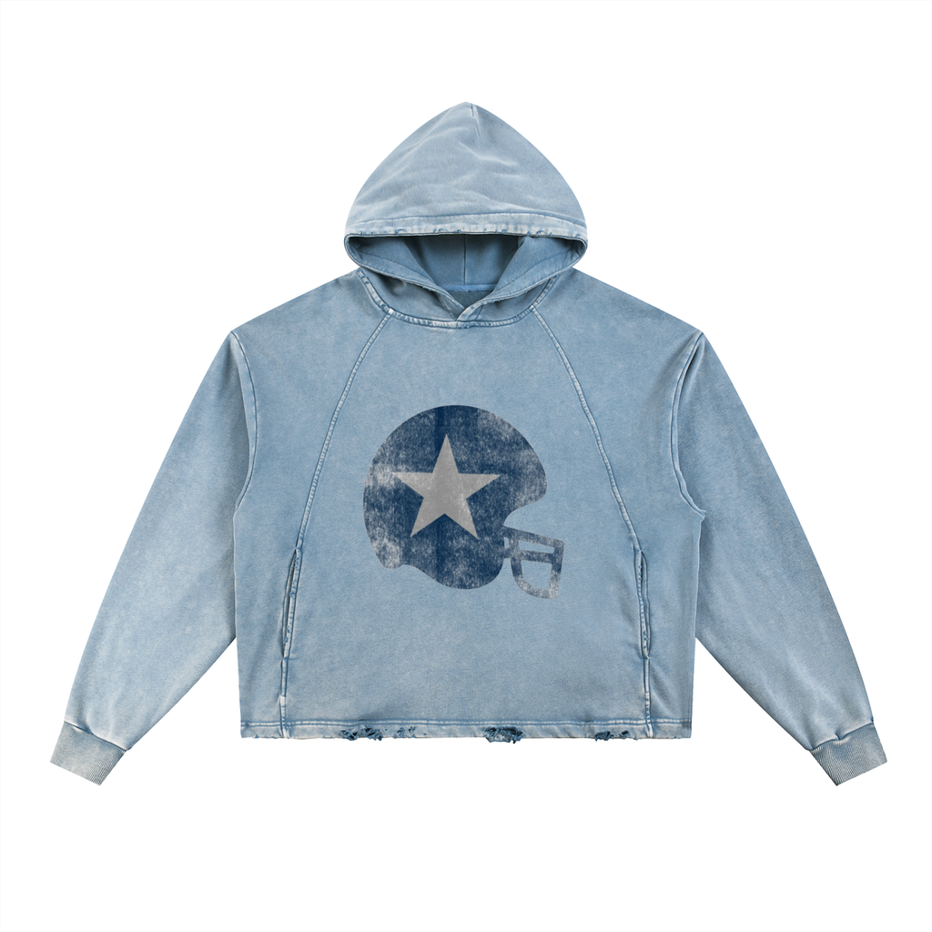 Vintage Washed Frayed-Hem Hoodie