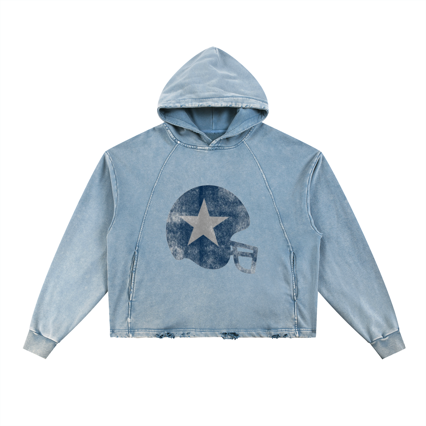 Vintage Washed Frayed-Hem Hoodie