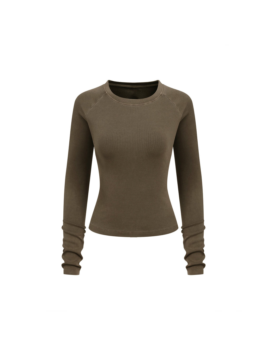 Dyed Washed Raglan Long Sleeve Slim T-Shirt