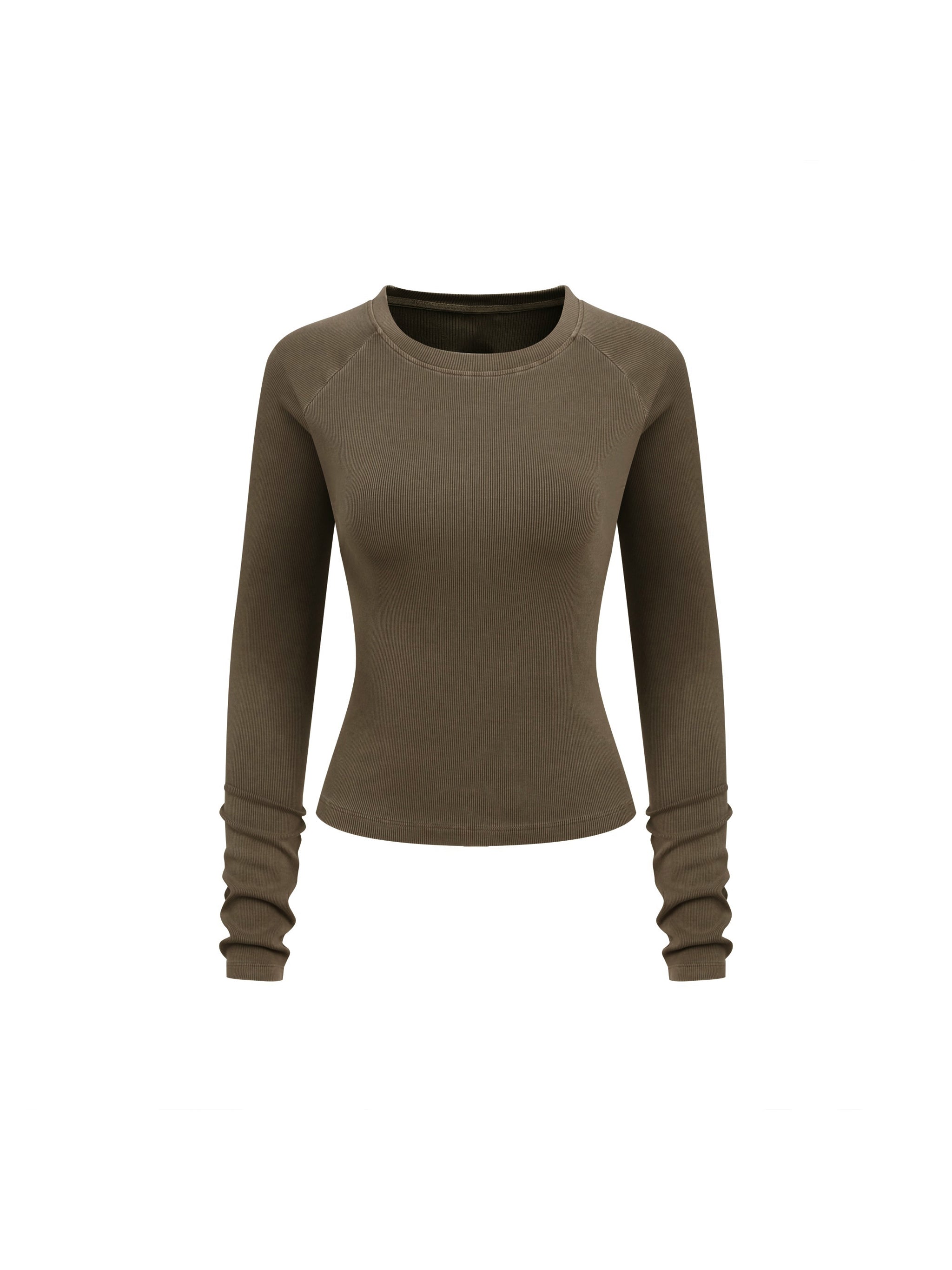 Dyed Washed Raglan Long Sleeve Slim T-Shirt